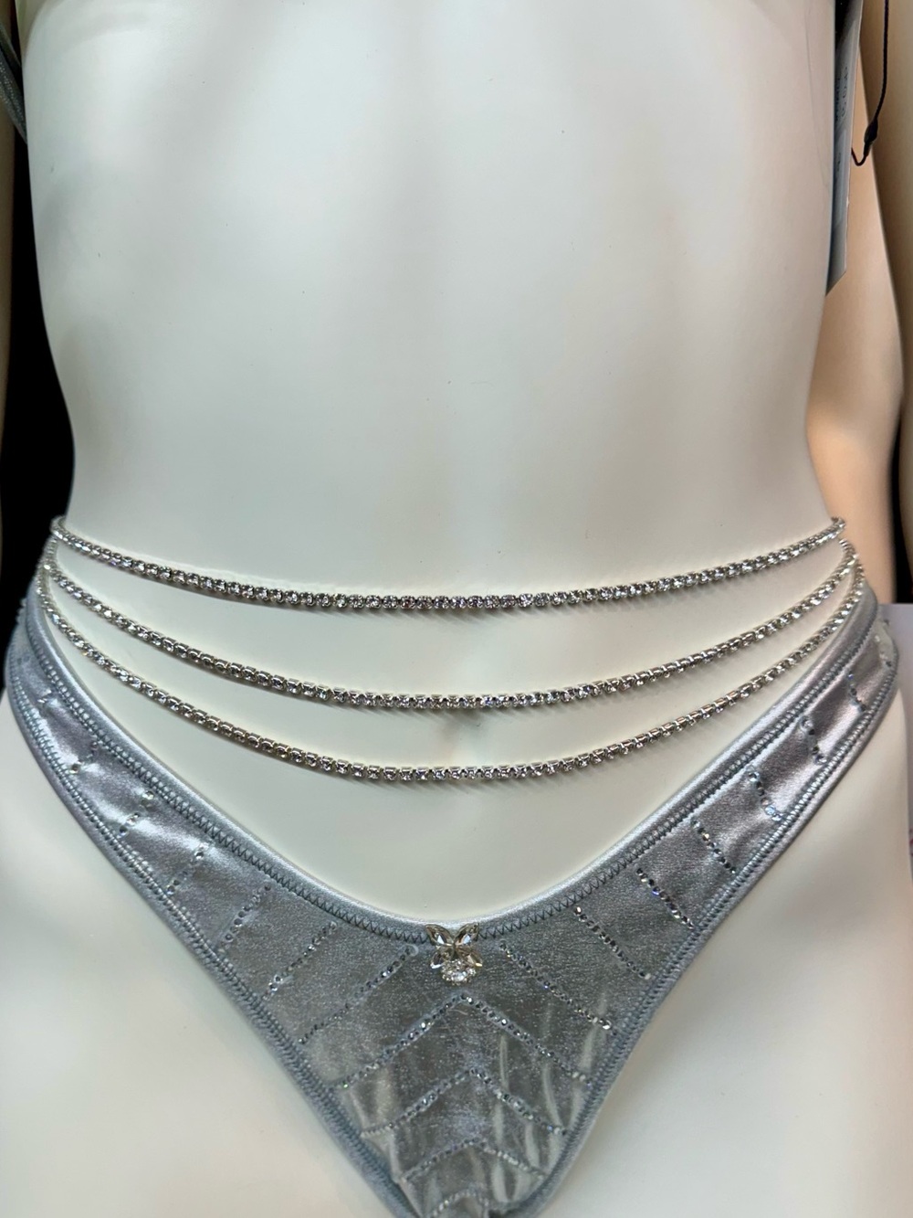 Silver Rhinestone Layered Belly Chain | Waist Chain